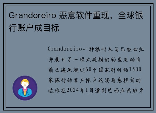 Grandoreiro 恶意软件重现，全球银行账户成目标